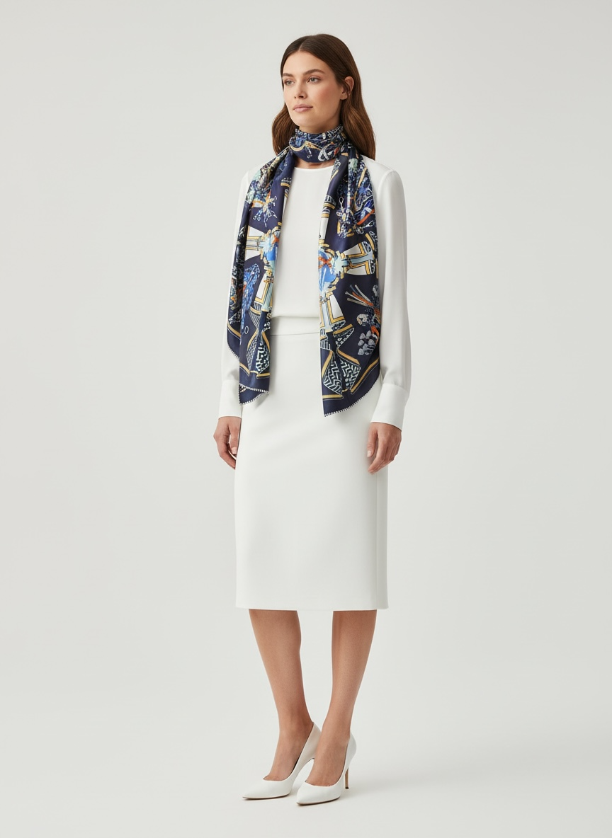 Scarf Equestrian Bleu