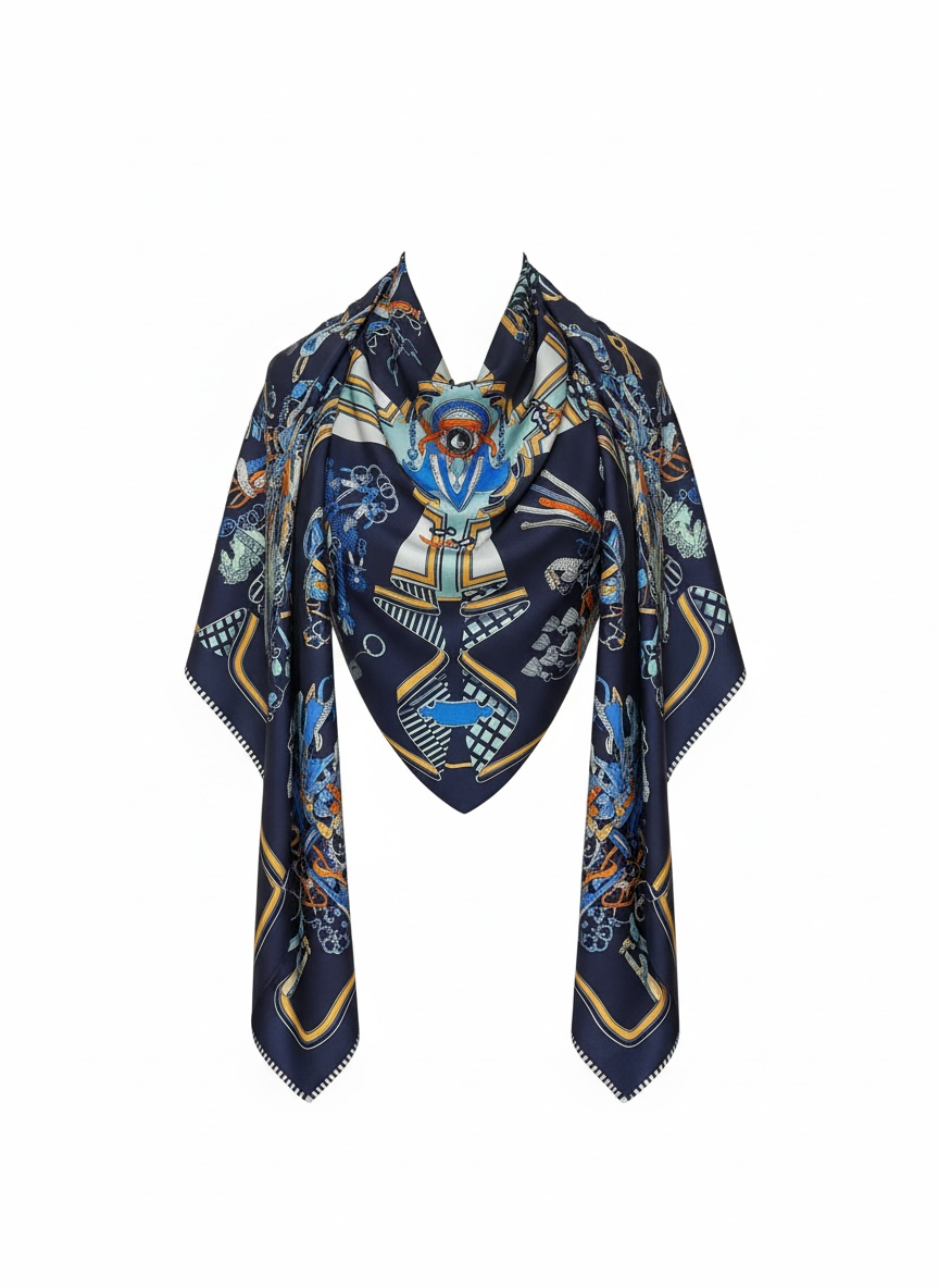 Scarf Equestrian Bleu
