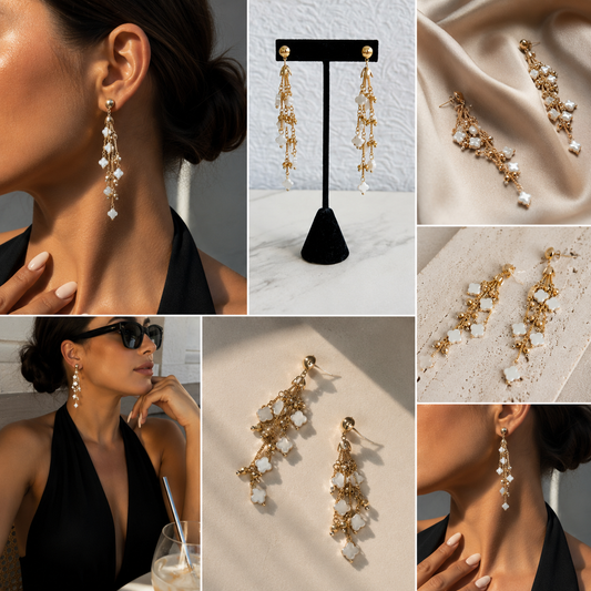 Golden Blossom Drop Earring